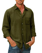 Men's casual shirt relaxed fit long sleeve top - versatile design for everyday wear