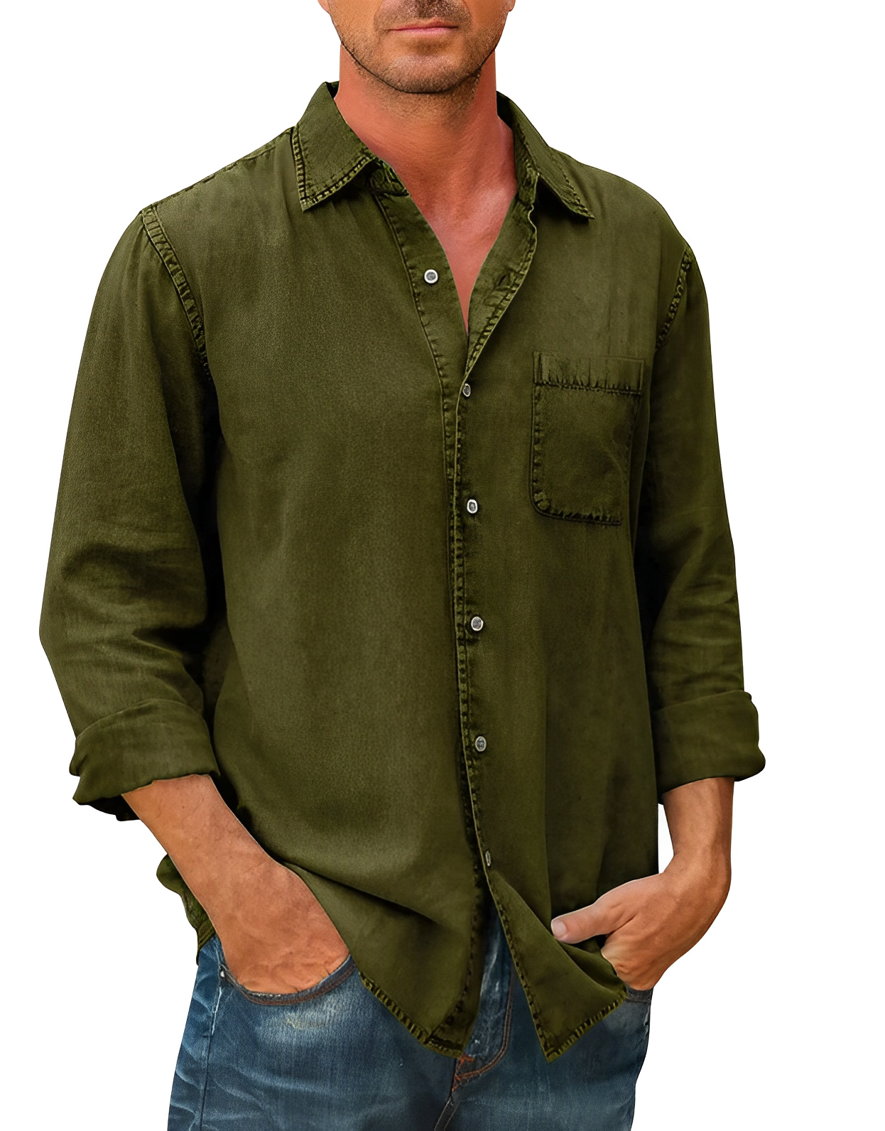 Men's casual shirt relaxed fit long sleeve top - versatile design for everyday wear