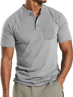 Men's henley t-shirt - classic cotton top for casual wear