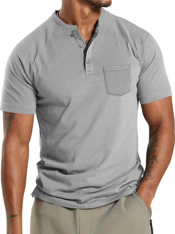 Men's henley t-shirt - classic cotton top for casual wear