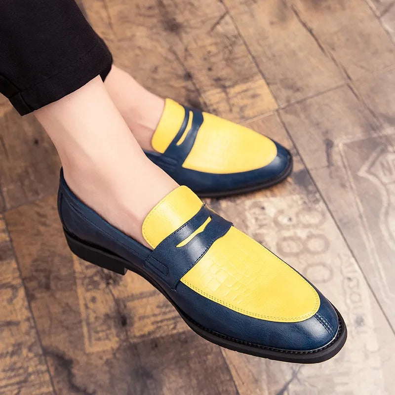 Men's low shoes elegant leather loafers - sophisticated office & evening wear