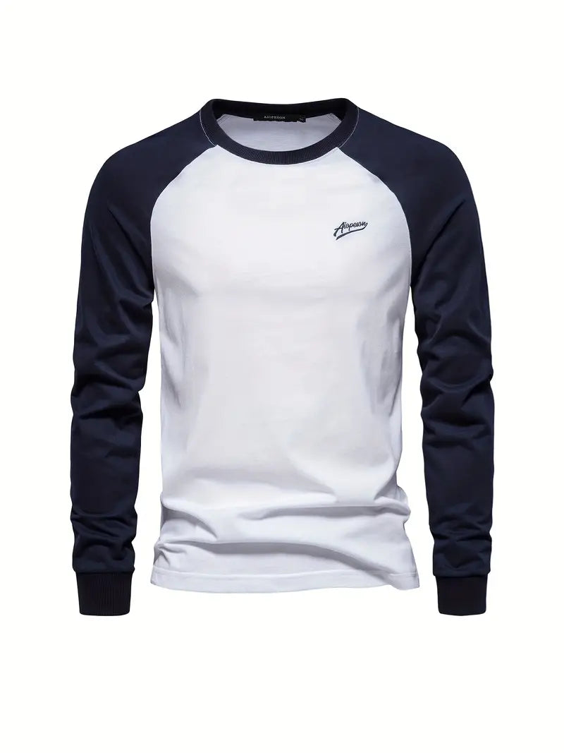 Men's long sleeve t-shirt cozy casual wear - stylish raglan tee, soft fabric