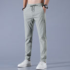 Men's slim fit trousers stretchy casual wear - lightweight jogging bottoms for gym and leisure