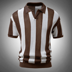 Men's polo shirt - contemporary striped knitted top for casual elegance