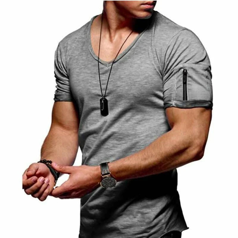 Casual v-neck t-shirt - men's short sleeve top