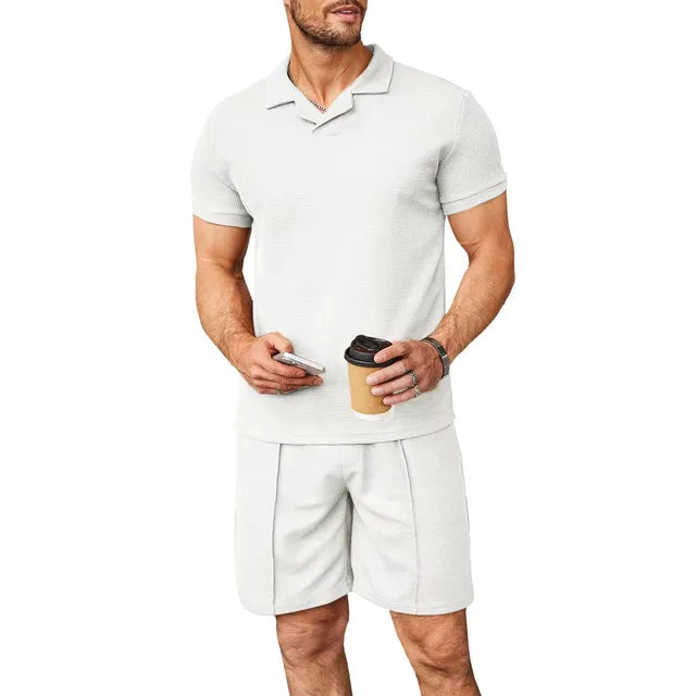 Men's leisurewear polo set - stylish short sleeve top and shorts for everyday wear