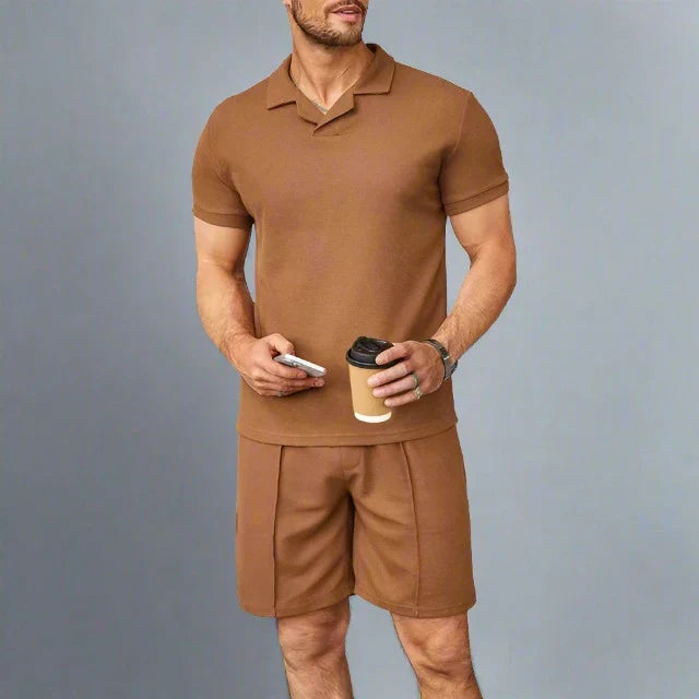 Men's leisurewear polo set - stylish short sleeve top and shorts for everyday wear