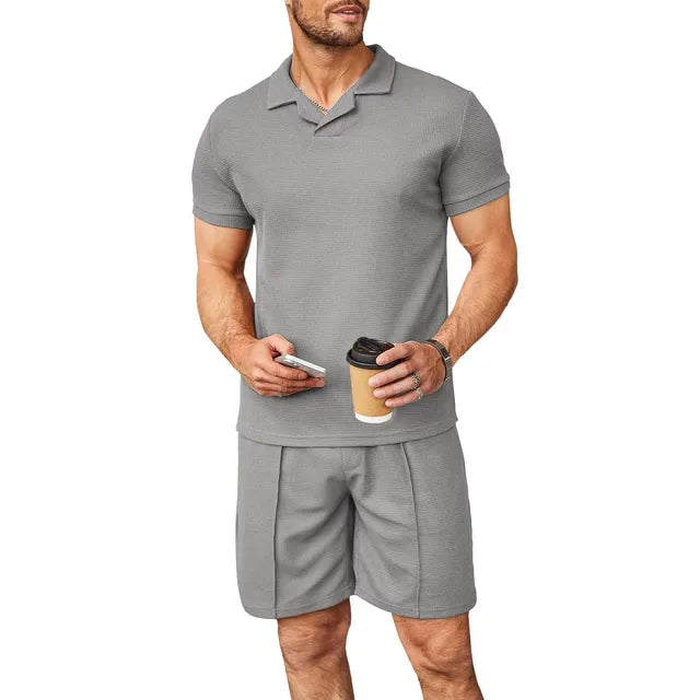 Men's leisurewear polo set - stylish short sleeve top and shorts for everyday wear