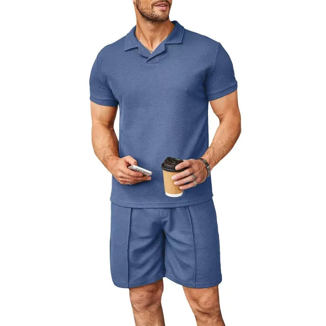 Men's leisurewear polo set - stylish short sleeve top and shorts for everyday wear
