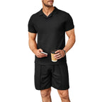 Men's leisurewear polo set - stylish short sleeve top and shorts for everyday wear