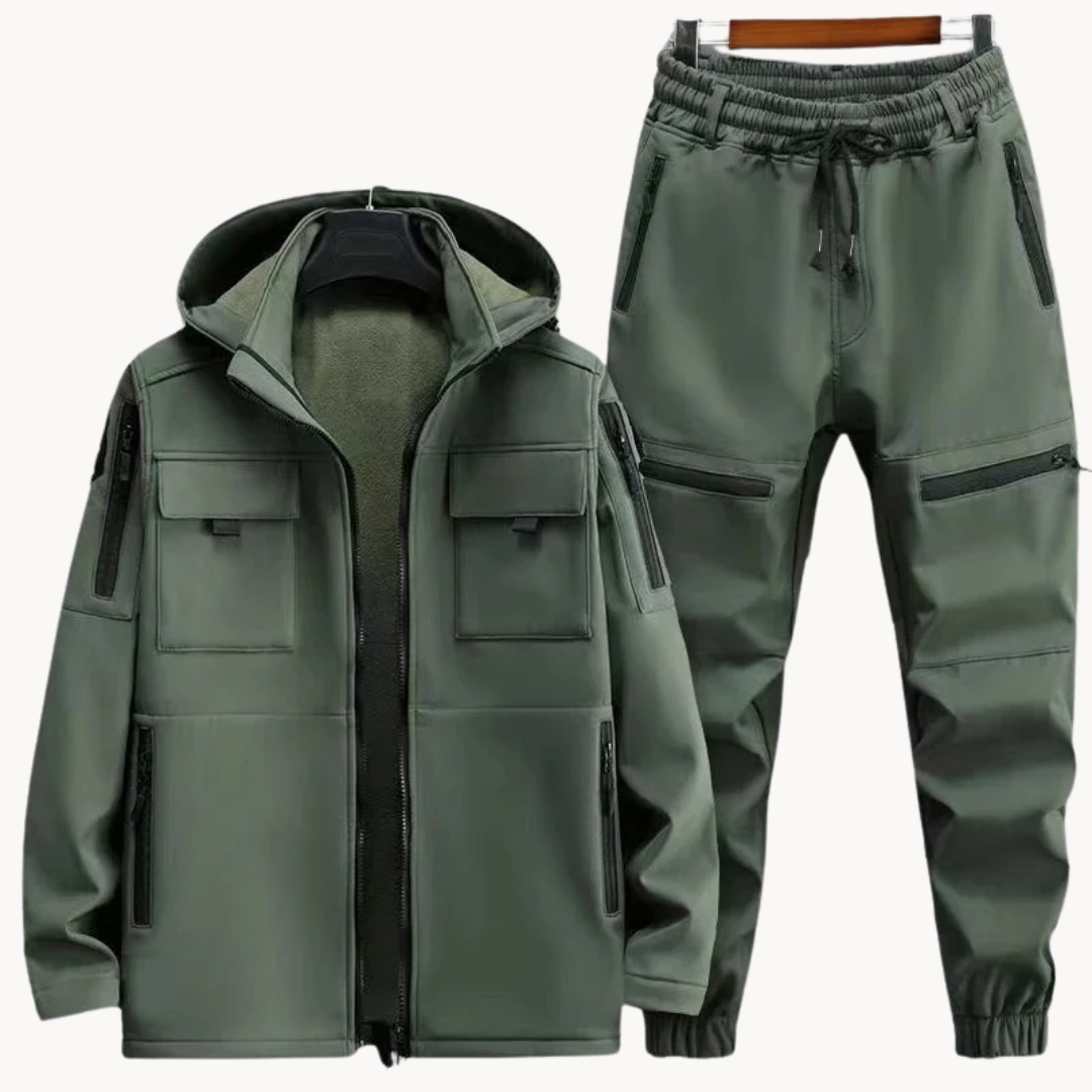 2-piece men's outdoor jacket and trousers fleece set - waterproof, weather-resistant gear for adventure