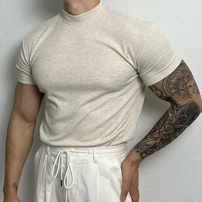 Men's ribbed short sleeve top - contemporary and versatile shirt