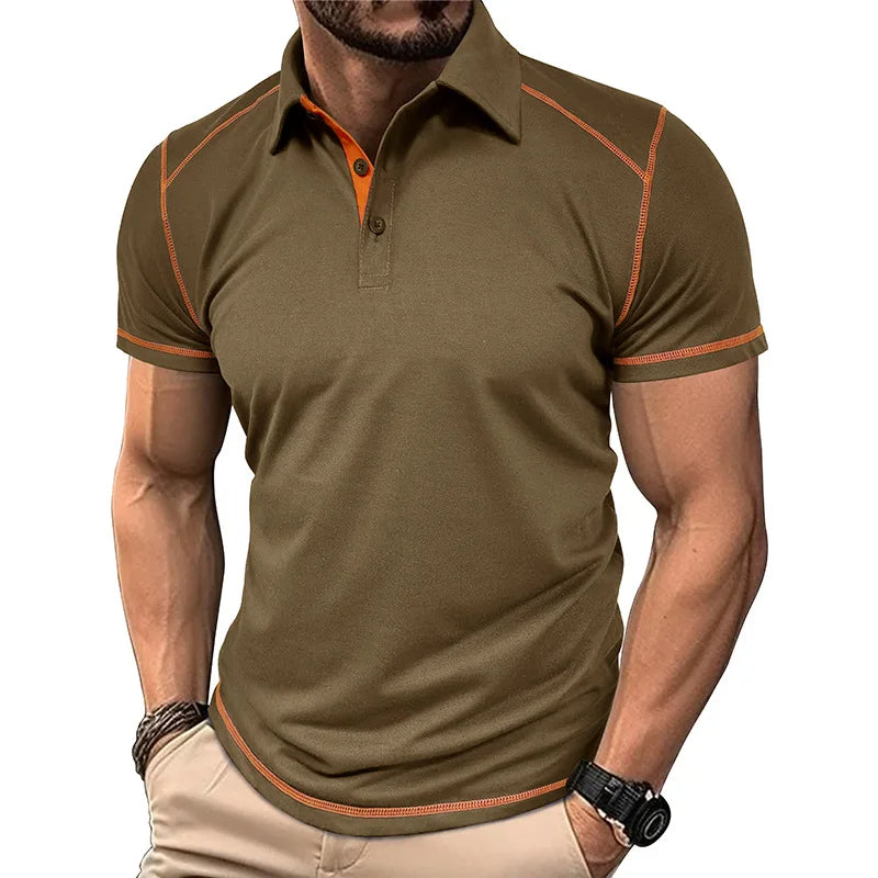Men's polo shirt sleek short sleeve top casual or office wear - modern design, breathable fabric, durable construction