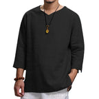 Men's linen style casual t-shirt - relaxed fit short sleeve top for everyday wear