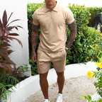 2-piece men's polo & shorts set - lightweight summer outfit for casual wear