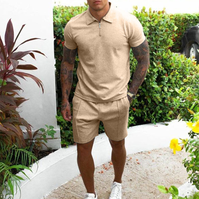 2-piece men's polo & shorts set - lightweight summer outfit for casual wear