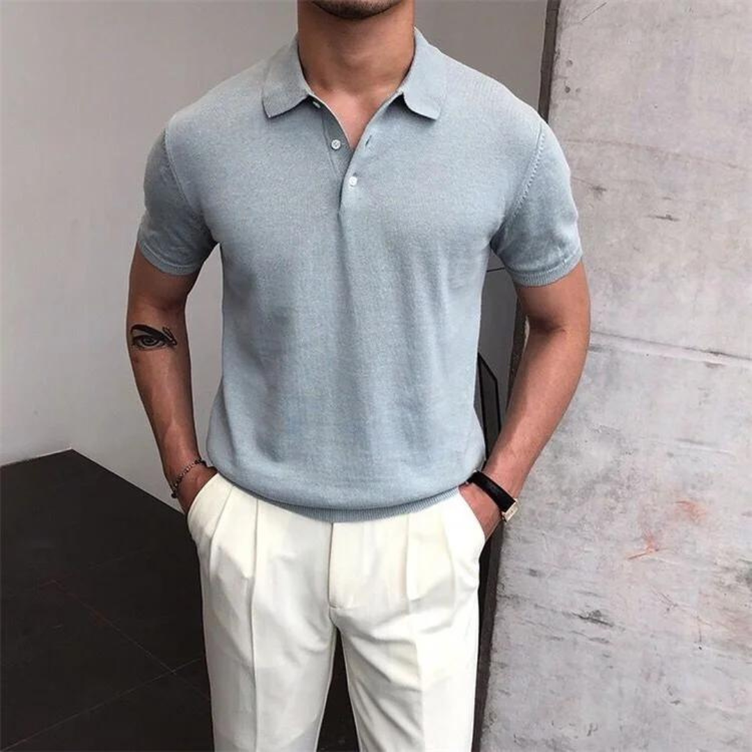 Men's polo shirt lightweight casual attire - short sleeve knit top for everyday wear