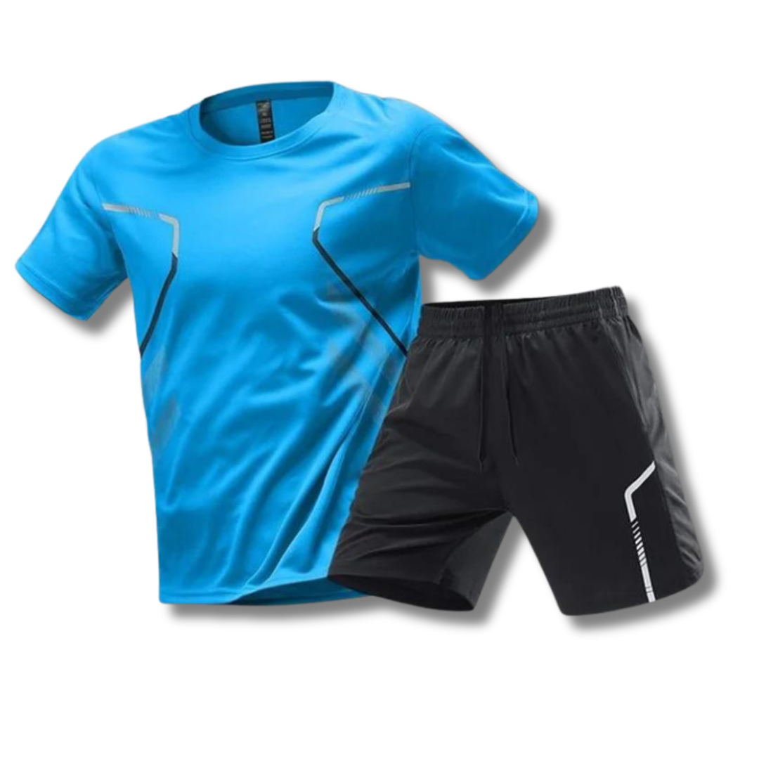 2-piece athletic sport set - men's training t-shirt and shorts