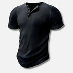 Men's ribbed henley t-shirt - versatile short sleeve top for everyday wear