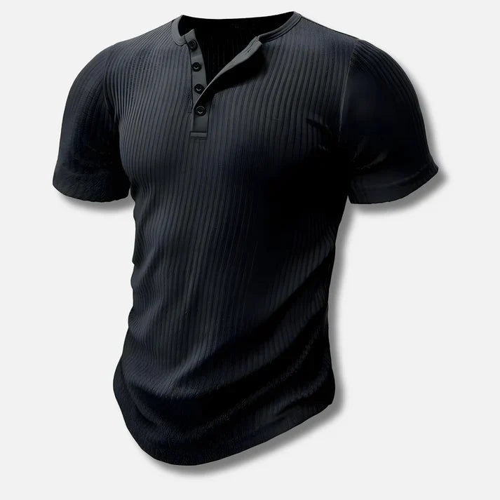 Men's ribbed henley t-shirt - versatile short sleeve top for everyday wear