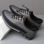 Men's casual leather shoes - sleek lace-up design for everyday wear, stylish footwear