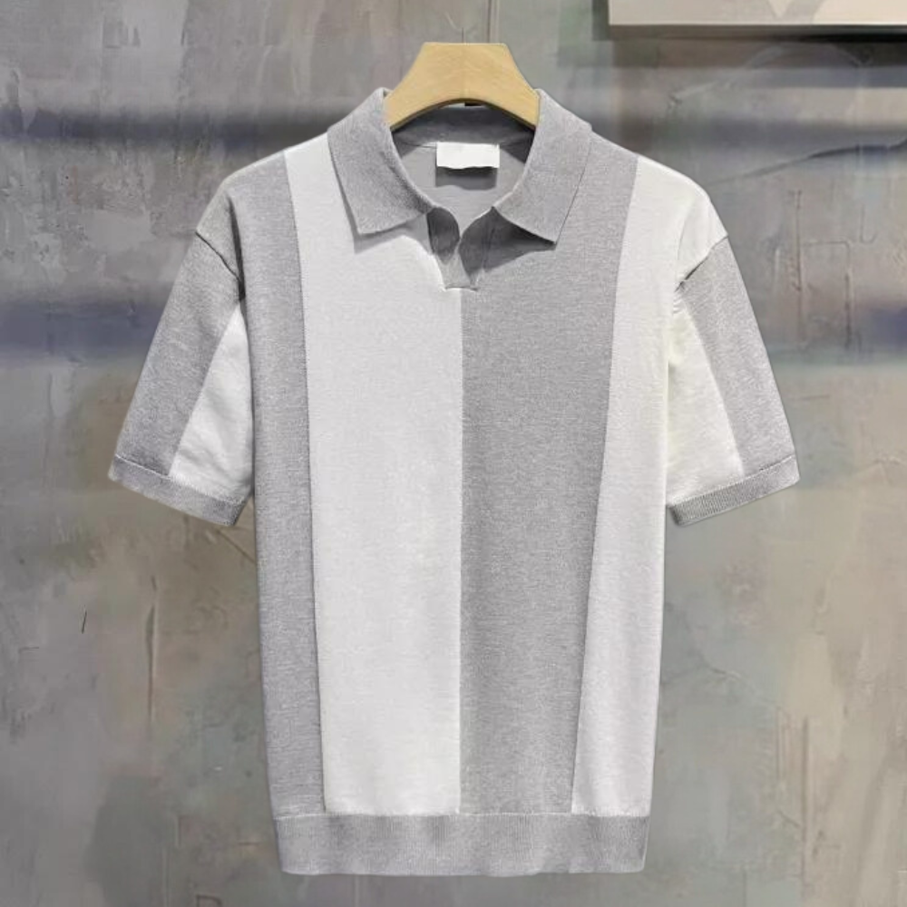 Men's knitted polo shirt - contemporary short sleeve top for casual wear