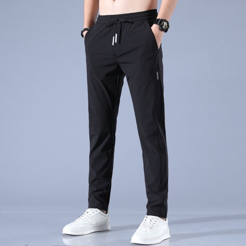 Men's slim fit trousers stretchy casual wear - lightweight jogging bottoms for gym and leisure