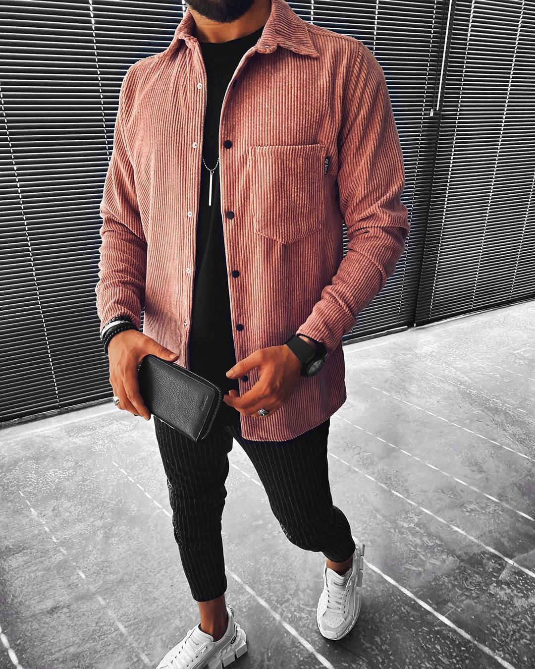 Men's corduroy shirt - stylish red evening wear with lightweight long sleeves