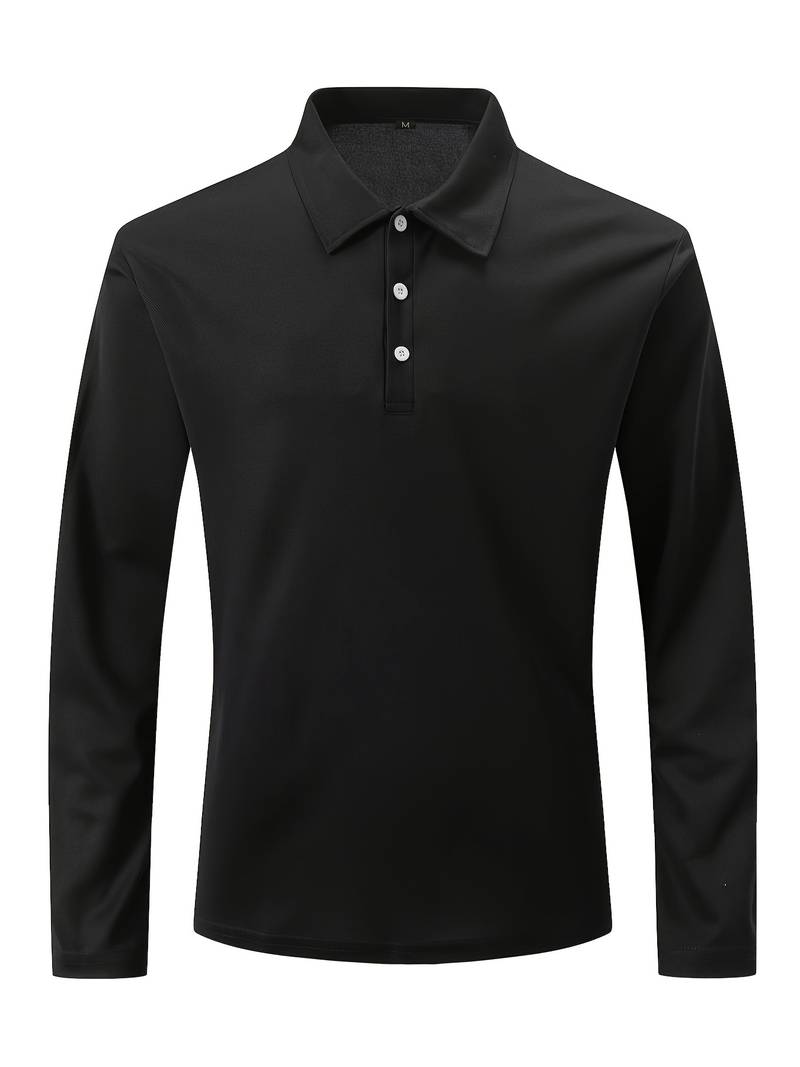 Men's lightweight long sleeve polo shirt - versatile and stylish everyday attire