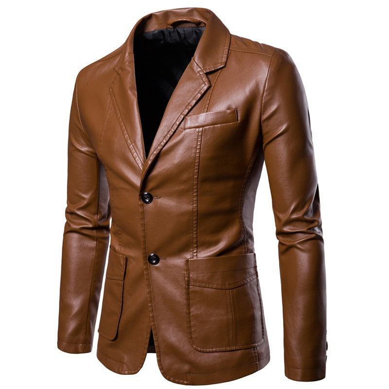 Men’s Tailored Leather Jacket for Elegant Office Style