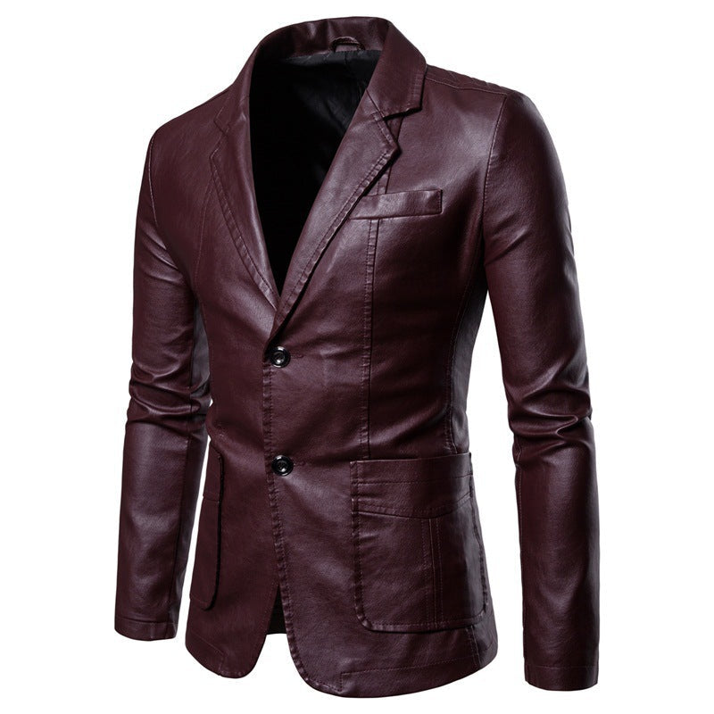 Men’s Tailored Leather Jacket for Elegant Office Style