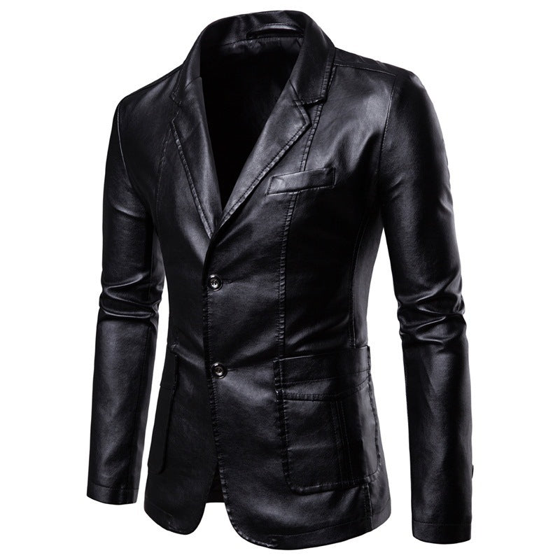 Men’s Tailored Leather Jacket for Elegant Office Style