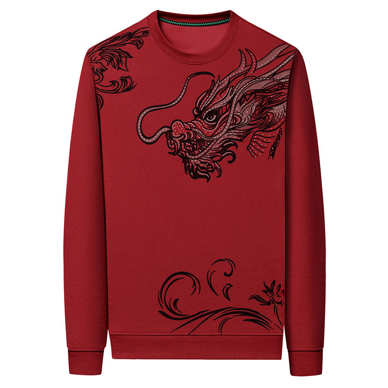 Men’s Dragon Print Long Sleeve Top - Trendy Graphic Tee