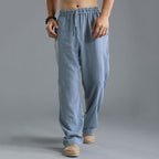 Men's lightweight cotton and linen casual trousers - relaxed fit breathable summer bottoms