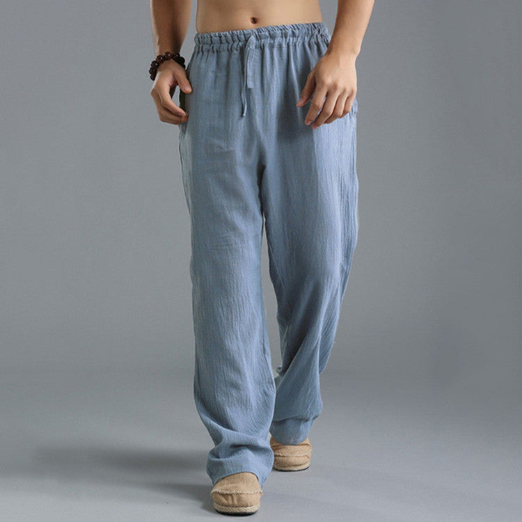 Men's lightweight cotton and linen casual trousers - relaxed fit breathable summer bottoms