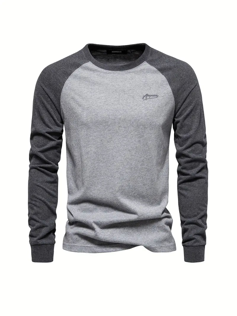 Men's long sleeve t-shirt cozy casual wear - stylish raglan tee, soft fabric
