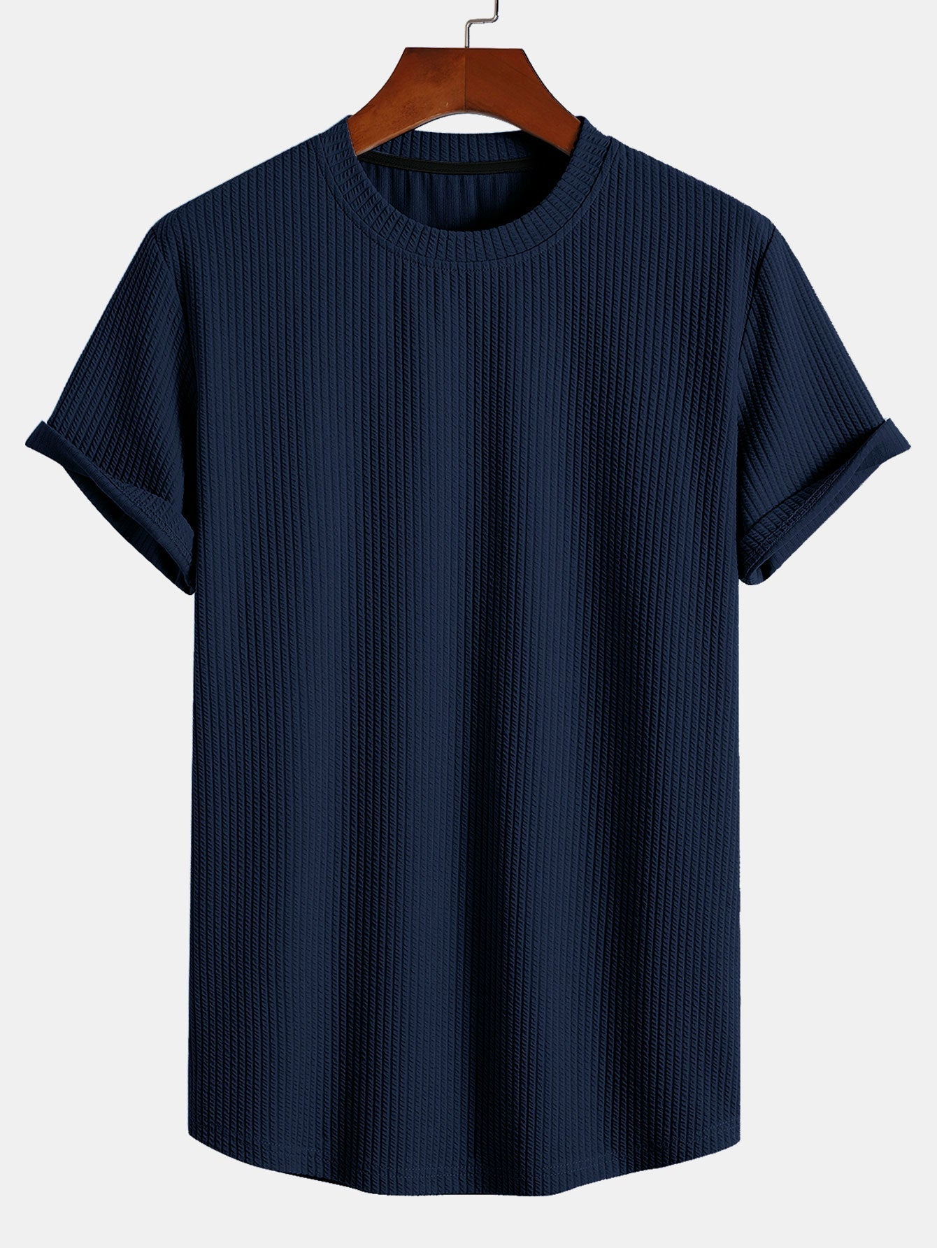 Men's muscle-fit ribbed t-shirt - lightweight casual wear for everyday style