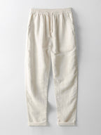 2-piece men's linen trousers and short sleeve shirt set - casual summer attire