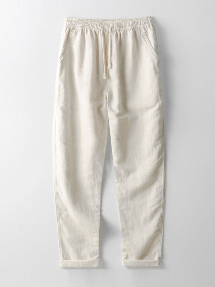 2-piece men's linen trousers and short sleeve shirt set - casual summer attire