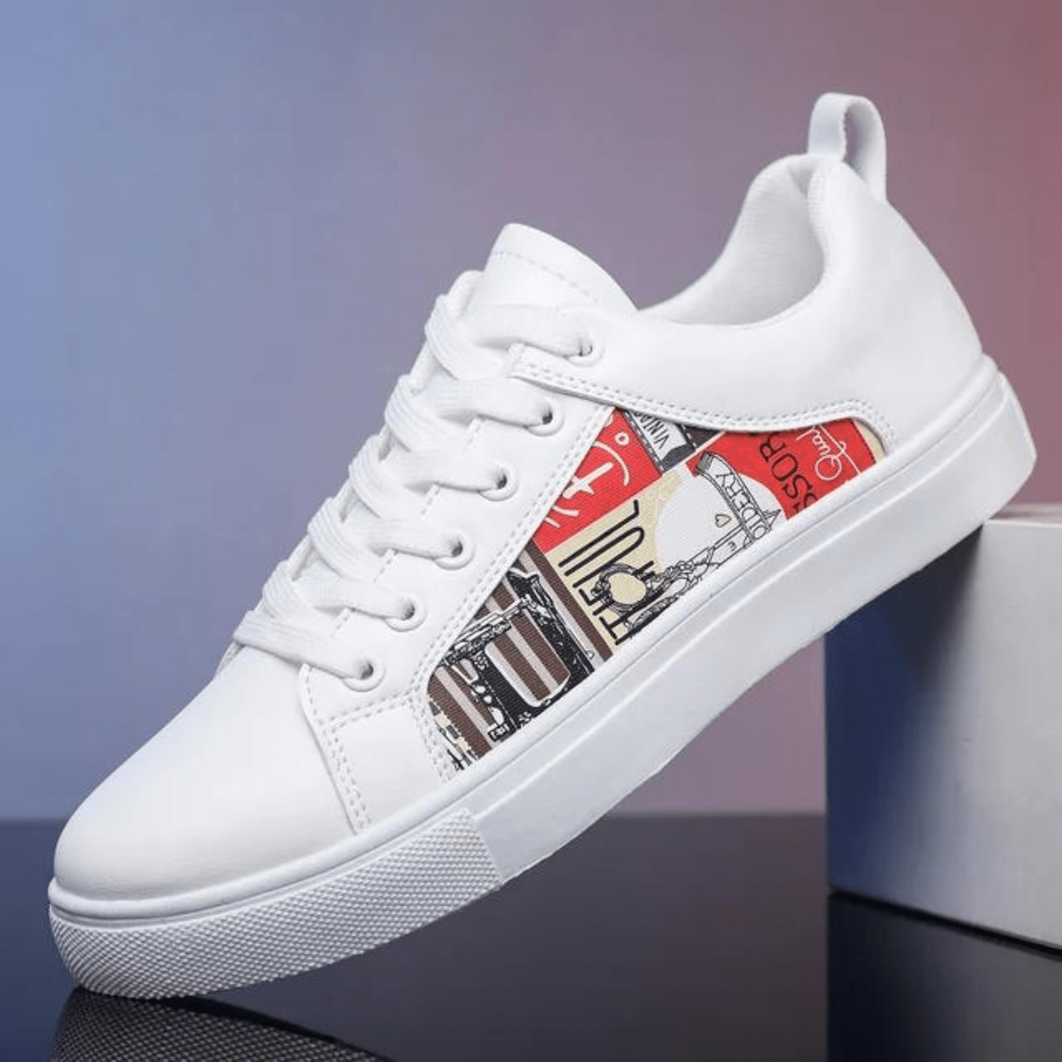 Men's sneakers graphic design casual footwear - trendy everyday trainers for cozy and versatile wear