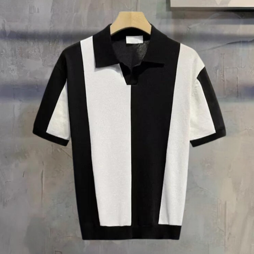 Men's knitted polo shirt - contemporary short sleeve top for casual wear