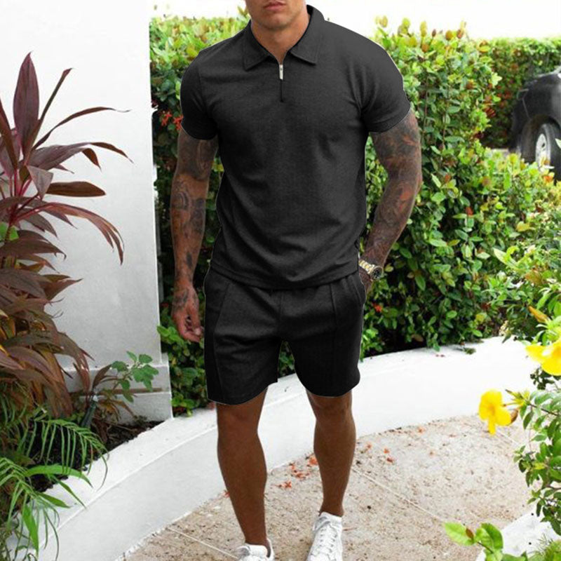 2-piece men's polo & shorts set - lightweight summer outfit for casual wear