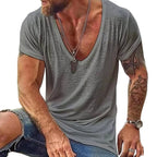 Men's casual t-shirt soft cotton v neck short sleeves - essential everyday wear for active gentlemen