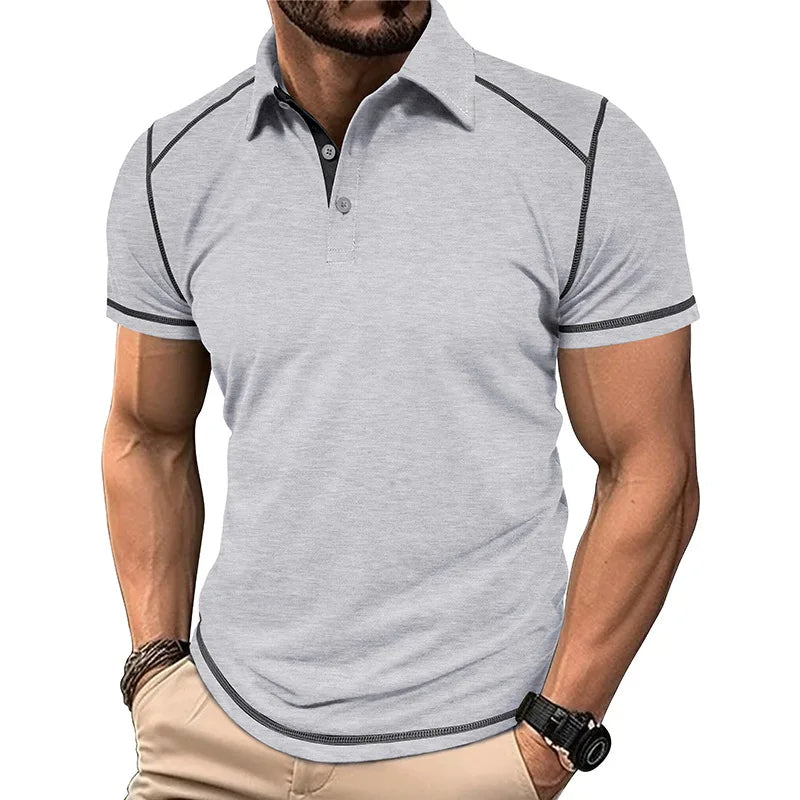 Men's polo shirt sleek short sleeve top casual or office wear - modern design, breathable fabric, durable construction