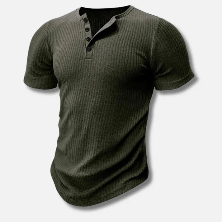 Men's ribbed henley t-shirt - versatile short sleeve top for everyday wear