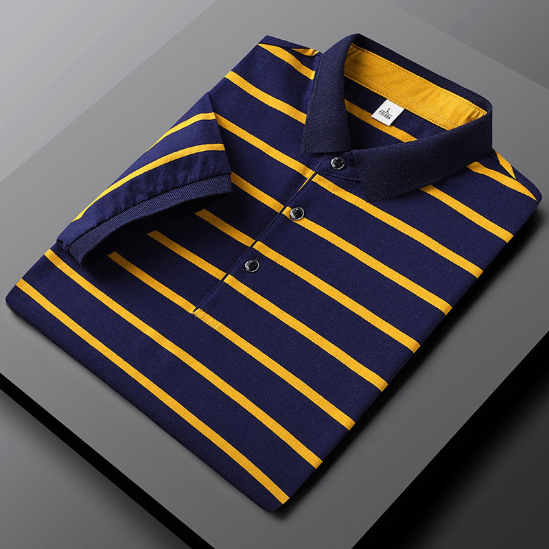 Men's striped polo shirt - versatile casual summer top for everyday coziness