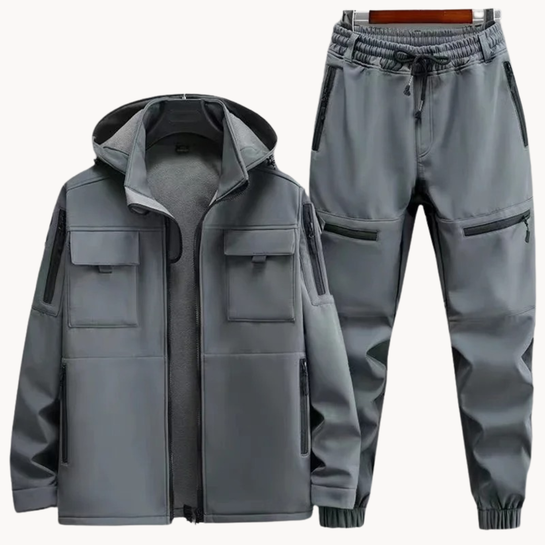 2-piece men's outdoor jacket and trousers fleece set - waterproof, weather-resistant gear for adventure