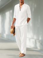2-piece men's casual set lightweight beach attire - stylish t-shirt and trousers for relaxed days