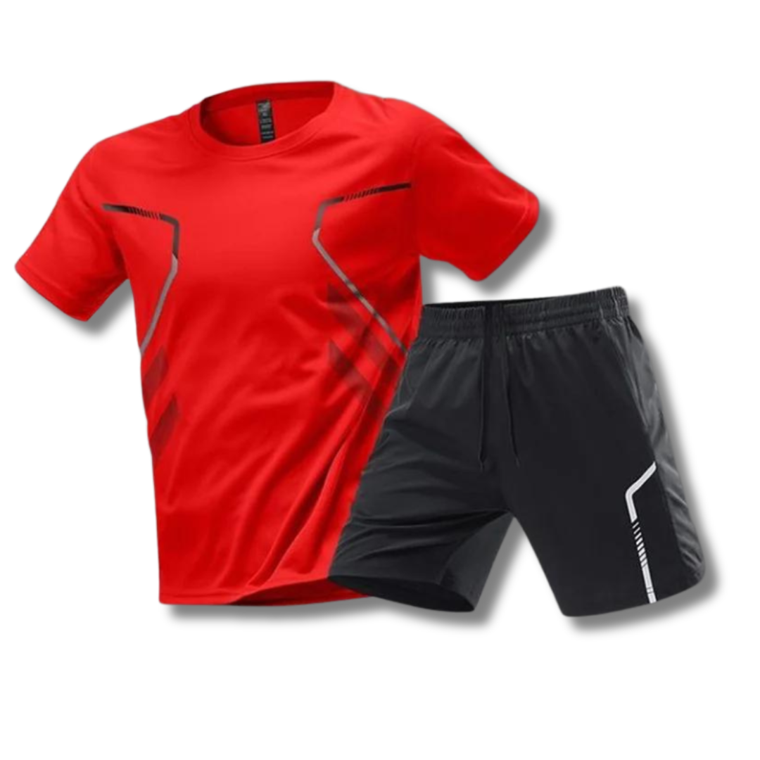 2-piece athletic sport set - men's training t-shirt and shorts