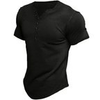 Men's short sleeve henley t-shirt for casual everyday wear - cozy cotton blend top, stylish fit